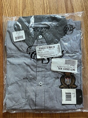 Eight 732 Shirt Mens 2XL Black Plaid Button Up Long Sleeve Workwear Adult