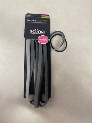 Scunci Everyday & Active Headband Set, 5 Piece with 3 Bonus Elastics