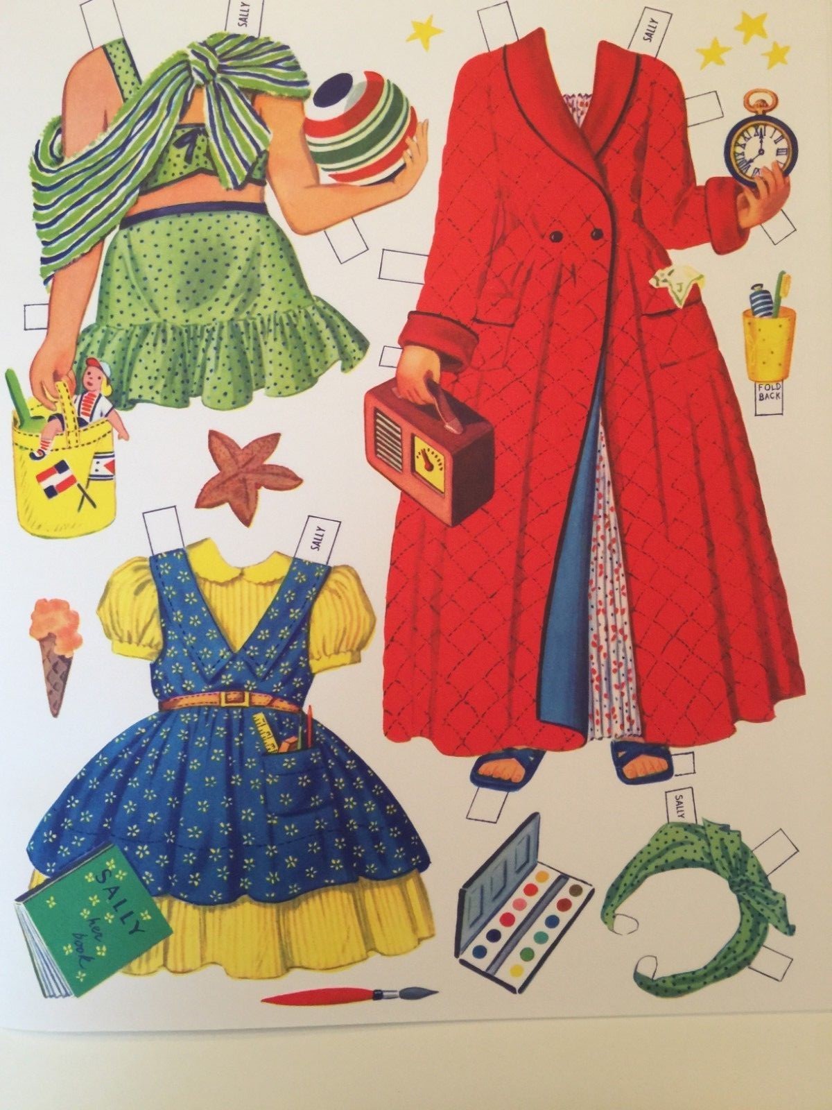 SALLY, SANDRA AND SUE - Darling Mid-Century Vintage Reproduction Paper Doll Book