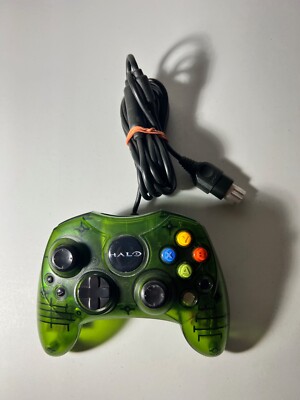 Original Xbox Special Edition Halo Icon Green Controller with Breakaway Cable