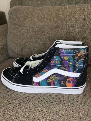 Vans Sk8-Hi Skulls Trippy Drip Black/White Suede Skate Shoes Men's Size 11.5 NEW