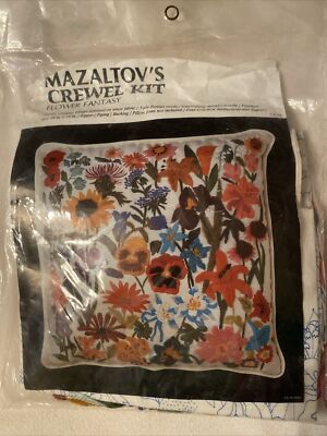 Vgt Flower Fantasy Mazaltov's Crewel Kit 14x14'' Pillow Persian Wool Embroidery