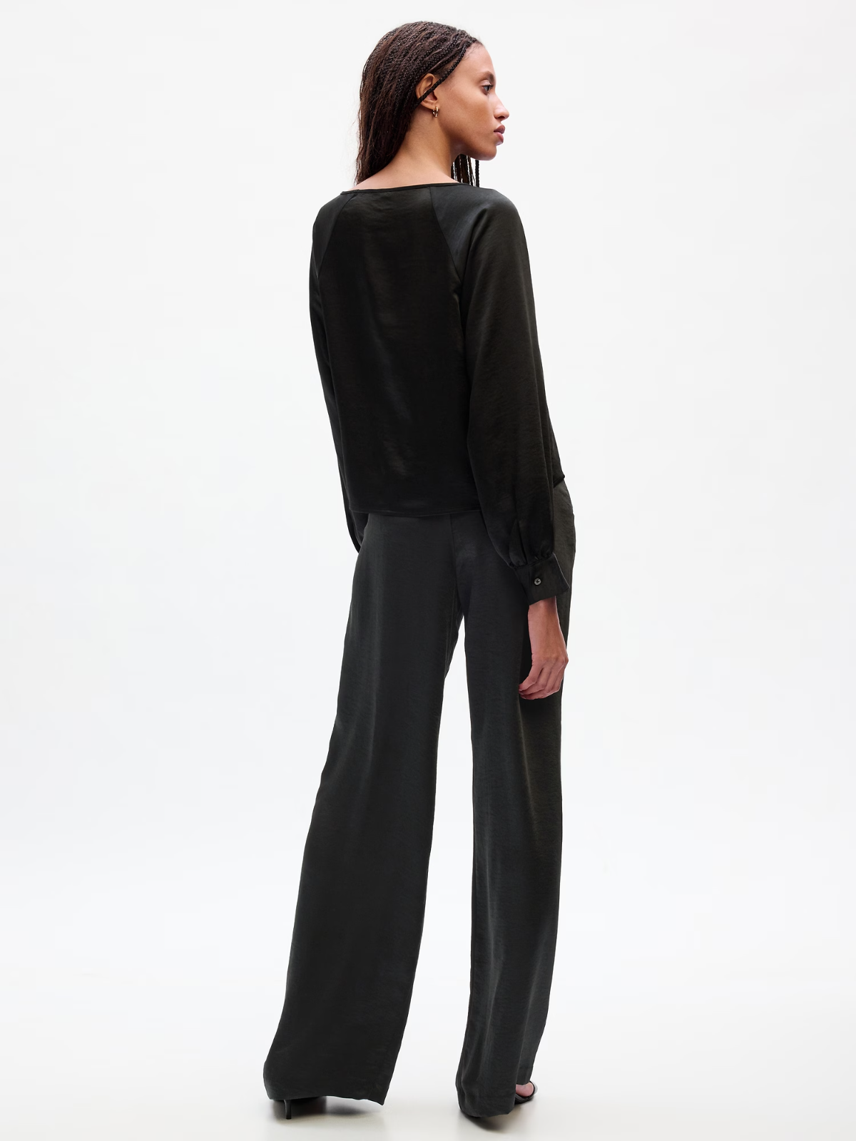 Gap High Rise Pleated Satin Wide-Leg Trousers Size 10