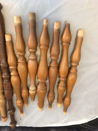 19 Vtg Architectural Salvage Wood Turned Chair Spindles Various Sizes Repurpose