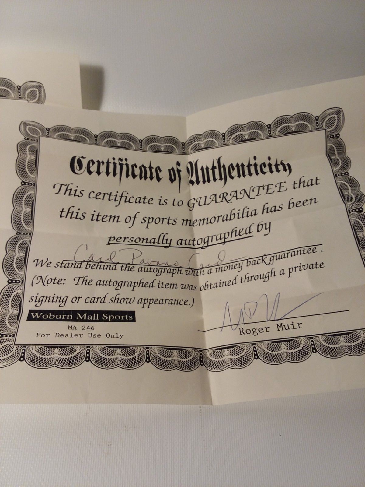 Carl Pavano Sighned Baseball And Sighned Baseball Card Redsox With Paper Work