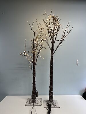Flocked Prelit Trees 2-PACK 4.5 ft & 5.5 ft  Indoor/outdoor Timer Distressed Fla