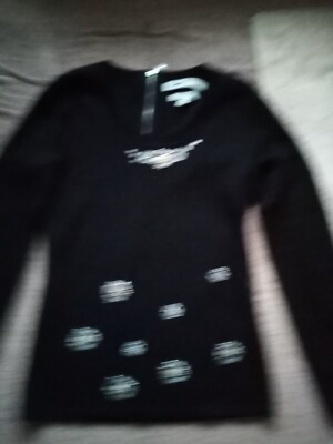 Clements Ribeiro Merino Wool Black Sequined Jumper 36'' Small Women's 