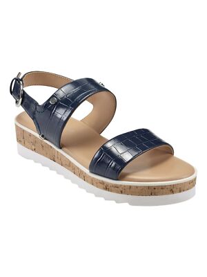 Женские темно-синие босоножки MARC FISHER с принтом Кроко на платформе и танкетке Gordy Almond 8 М