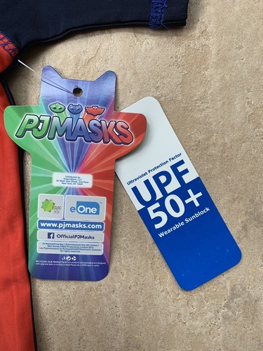 NWT PJ Masks Sz 4T Rash Guard Swim Shirt UPF 50+ Blue Red