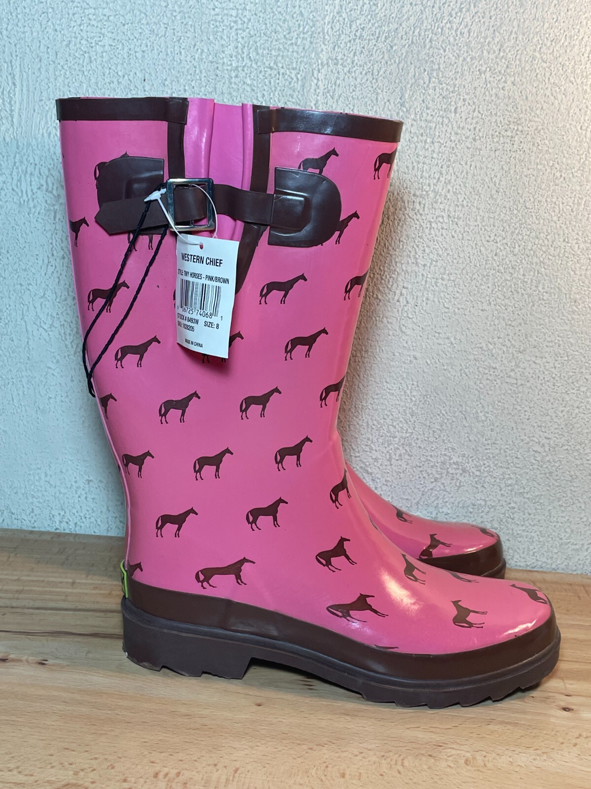 【PORTERNA】Lander buckle rain boots Western Chief Women's Black Sheep Faux Fur Tall Rain Boots