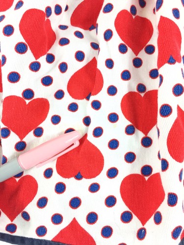 Vintage Heart Half Apron Red Blue Dots Bib Pocket Tie Retro Pinup FAST FREE SHIP
