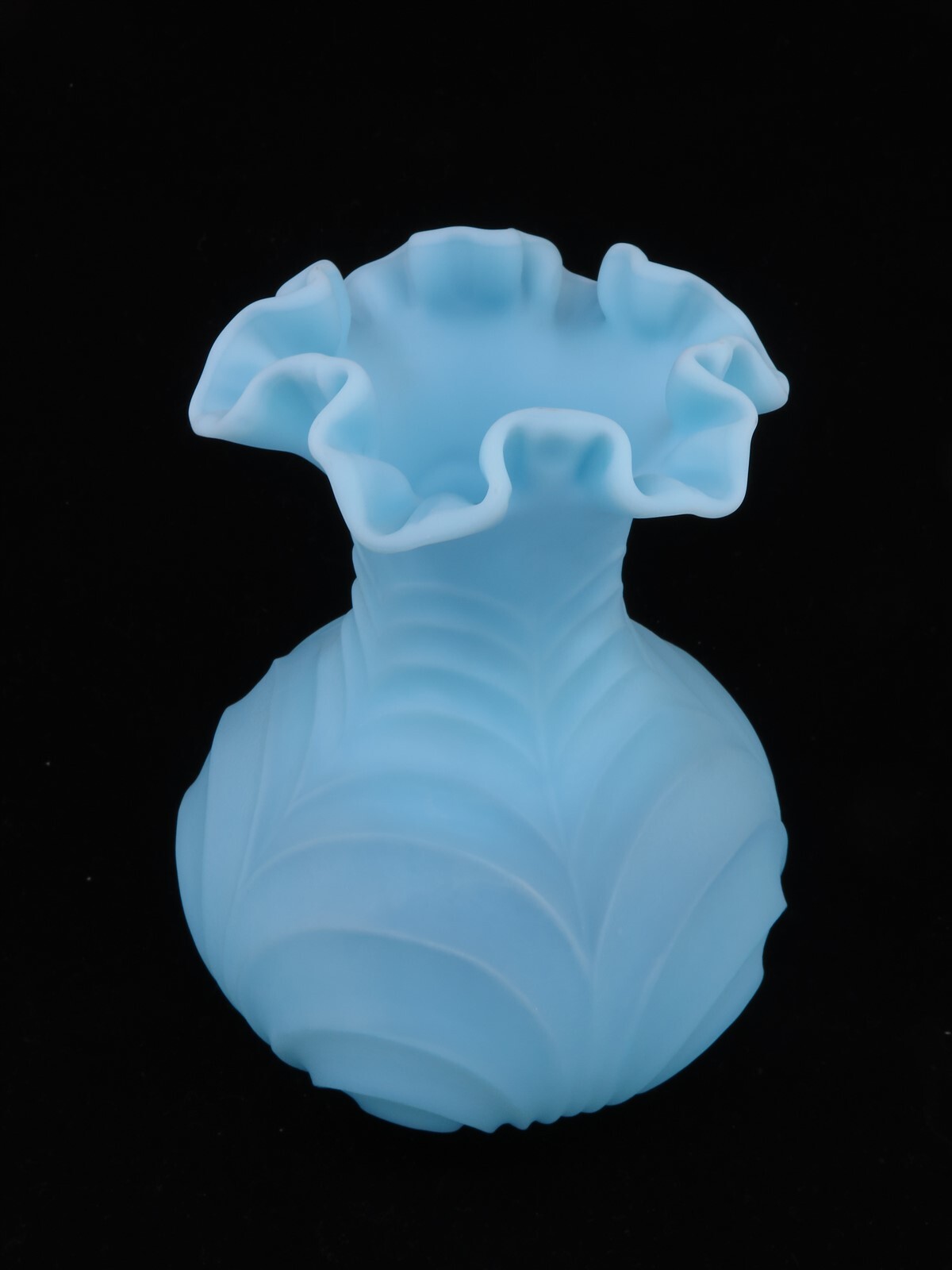 ヴィンテージ☆フェントン Vintage Fenton Ruffled Rose Pink Crest flower vase