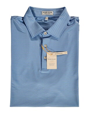 Peter Millar Crown Sport Summer Comfort MR/CR Striped Polo Shirt Men's Size L
