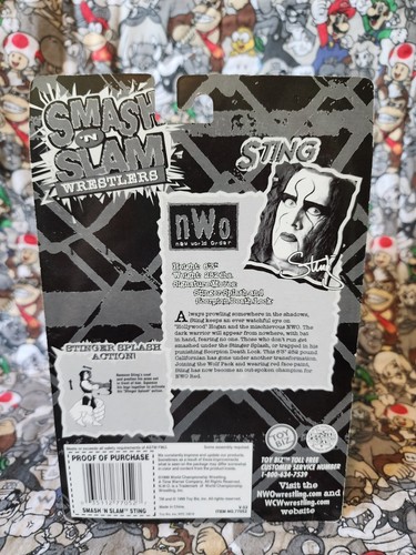 1999 ToyBiz Sting Smash &lsquo;N Slam Wrestlers New In Box With Coat WCW NWO