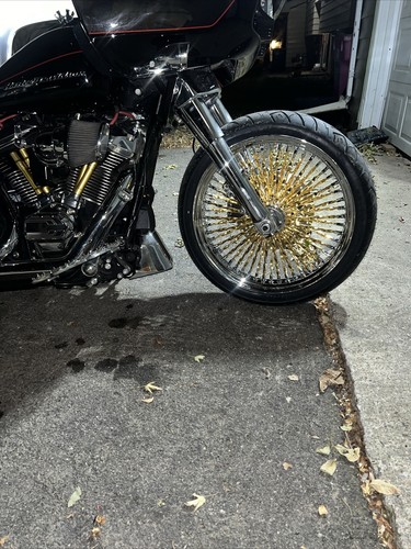 21X3.5 CALI FAT SPOKE WHEEL 52 STAINLESS 24K GOLD FOR HARLEY 21X3.5 CALI FAT SPOKE WHEEL 52 STAINLESS 24K GOLD FOR HARLEY