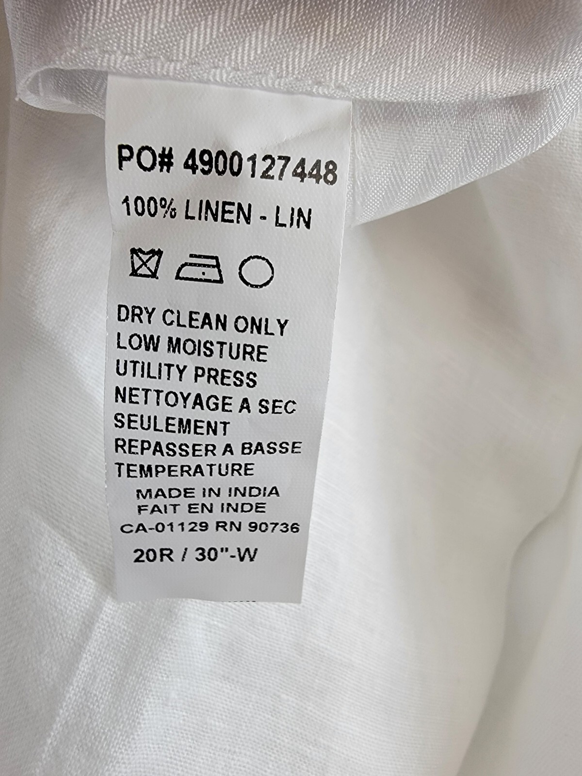 Lauren Ralph Lauren Straight Leg Linen Dress Pants Big Boys 20R White Hook & Bar - Picture 12 of 17