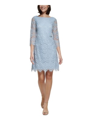 

JESSICA HOWARD Женское светло-голубое вечернее платье прямого кроя с рукавом 3/4 на подкладке, Light blue