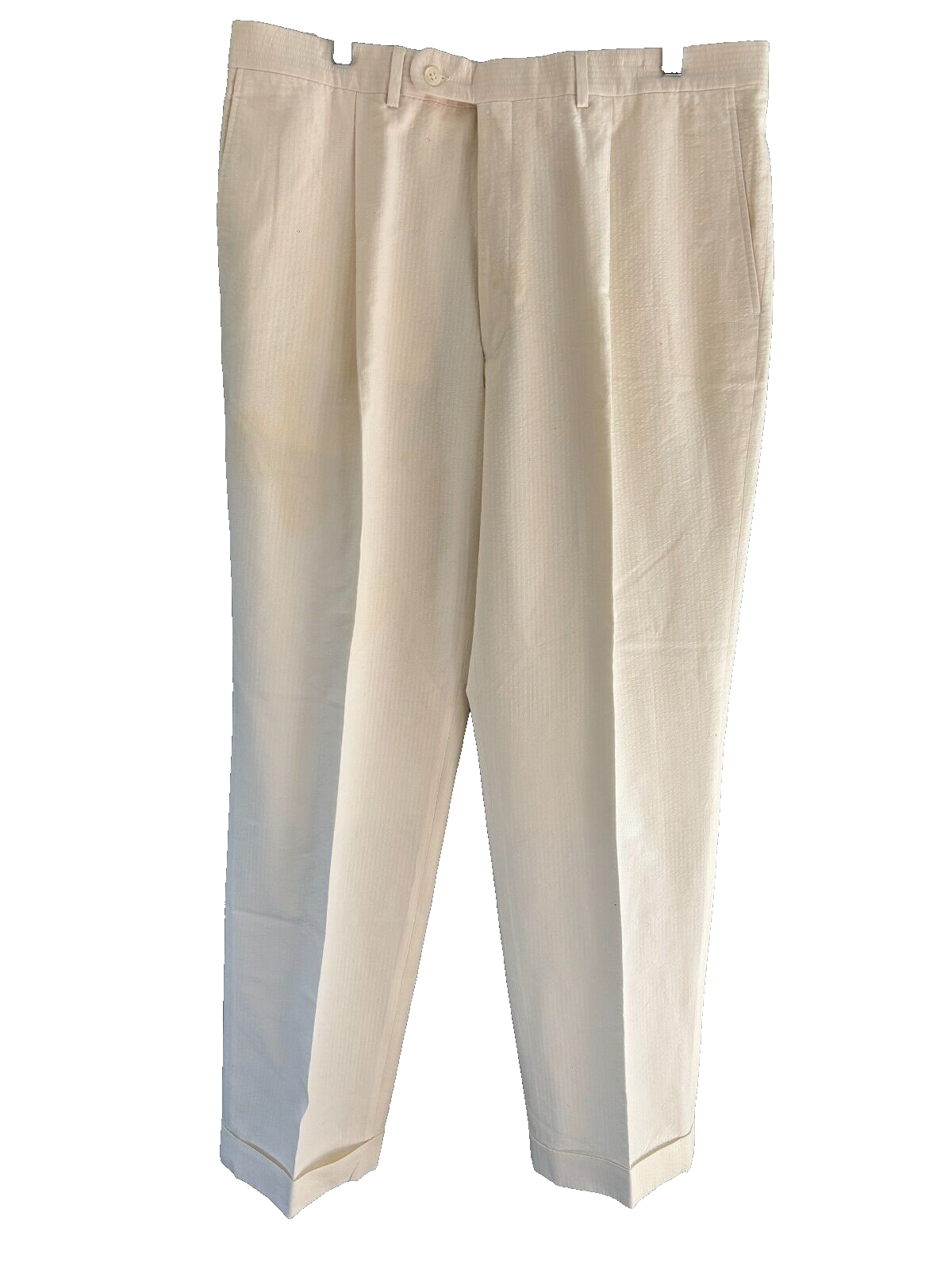 Saks Fifth Ave Solid Cream/Ivory Striped Pleated Trouser