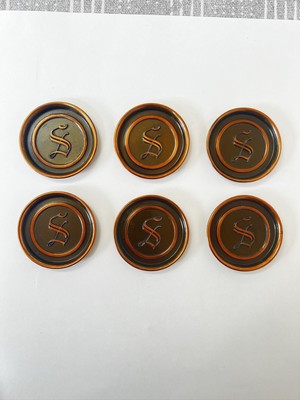 Vintage MCM Hyde Park Brass Coasters Set Of 6