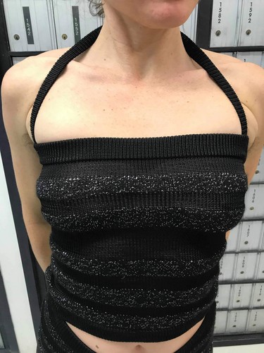 Tamara Catz M Black/Silver Halter&Short Skirt Knit 2 Piece Set New with Tags