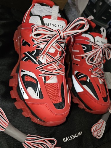 Size 10 - Balenciaga Track Sneaker Clear Sole - Red/black