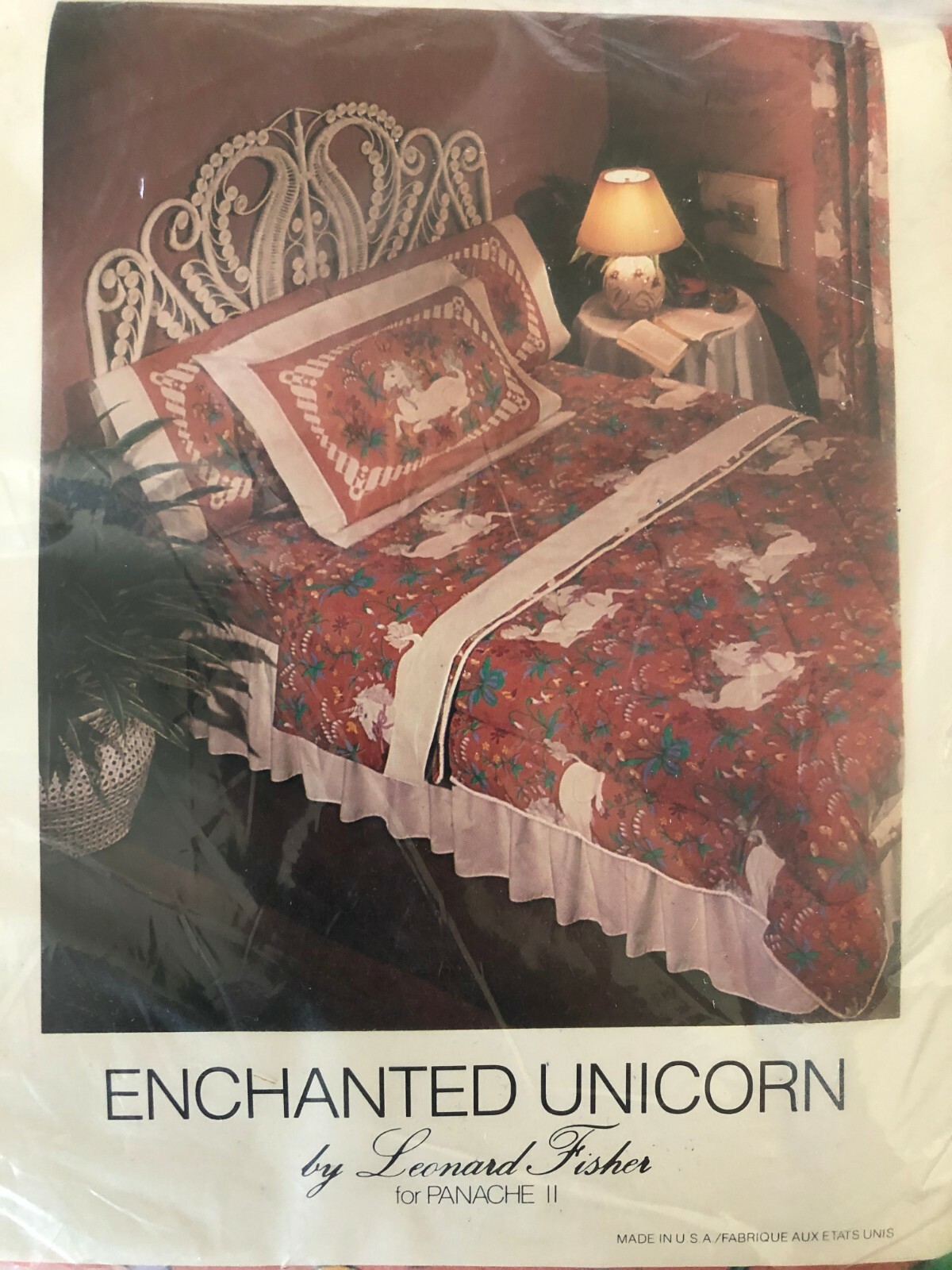 Unicorn Floral Vintage Wamsutta Leonard Fisher PANACHE II Doub...