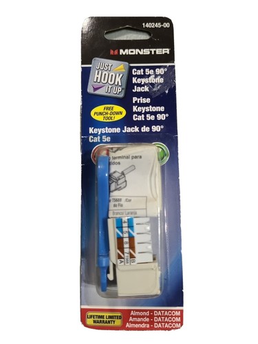 Monster Category 5E 90° Keystone Jack Almond 140245-00 | eBay