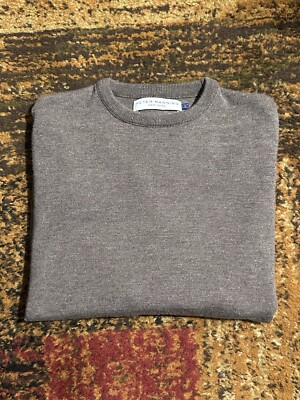Peter Manning NYC Mens Size 2 100% Merino Wool Brown Crew Neck Sweater