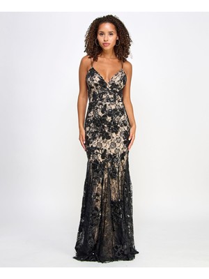 EMERALD SUNDAE Womens Black Lined Open Back Cross-straps Dress Juniors S