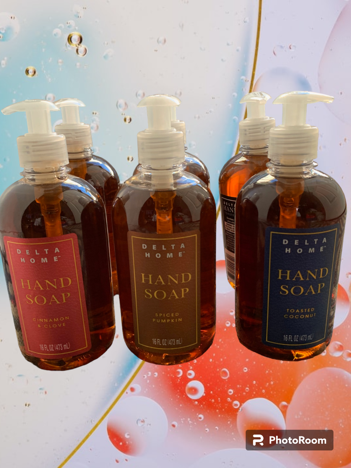 Delta Home  Hand Soap, Cinnamon &Clove~PumpkinSpice~ToastedC