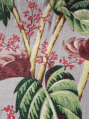 Stunning Barkcloth Pinch Pleat Curtain Panel EXCELLENT COND Palm Trees Bamboo