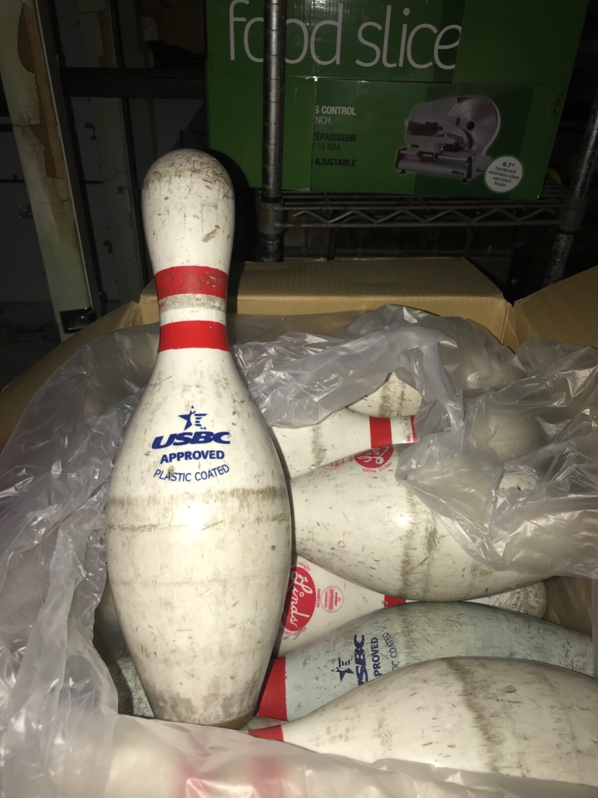 Used Case of  Bowling Pins (1 Case of 10 used pins) Great Target Practice!!