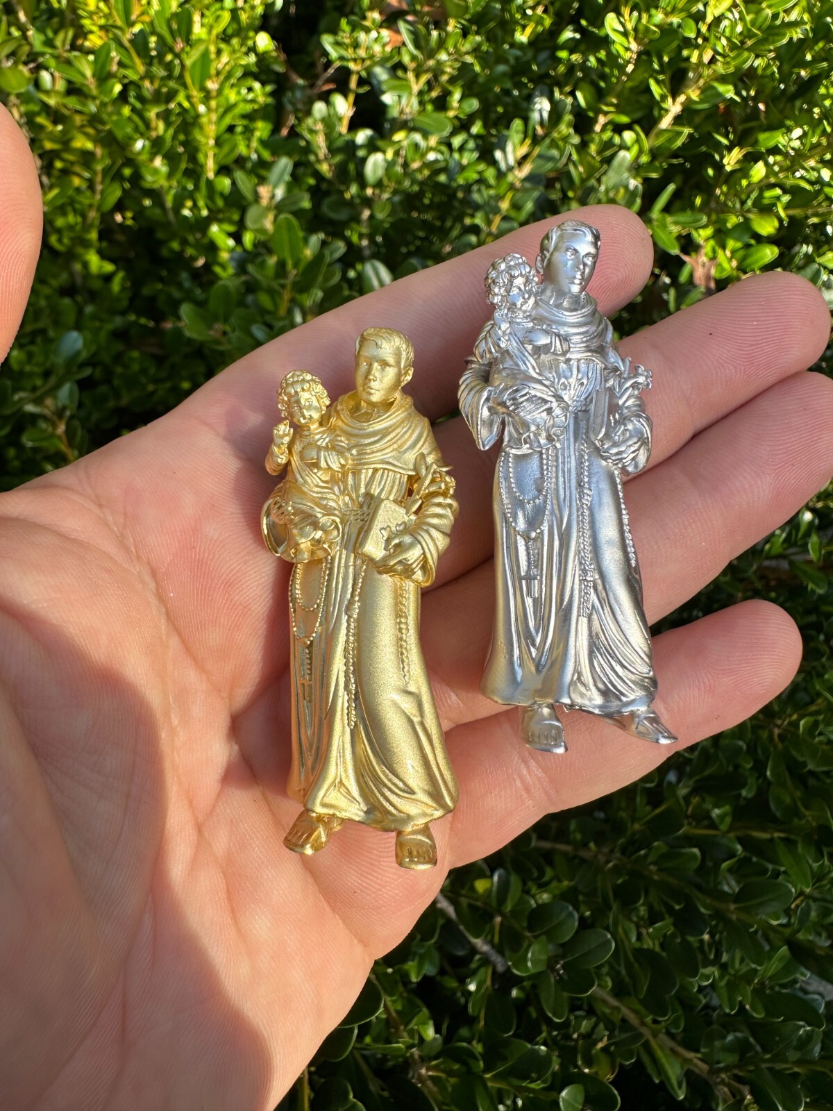 Pre-owned Harlembling Heavy 3d St Joseph W Baby Jesus Real 925 Silver 14k Yellow Gold Pendant Necklace