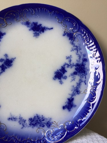 ANTIQUES 1800’s WHEELING POTTERY “LA BELLE “ LARGE FLOW BLUE CHARGER, MINT