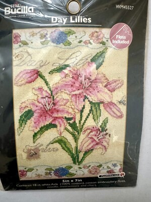 Bucilla Day Lilies Daylilies Day Lily Counted Cross Stitch Kit Floral 2011