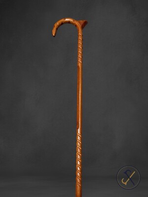 Walking Cane  Self Defense Octagonal Teardrop Palm Rest Hickory Wood Masters A30