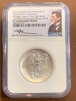 2018 Saint Gaudens- Winged Liberty UHR- NGC- PF 70 Reverse Proof- John Mercanti