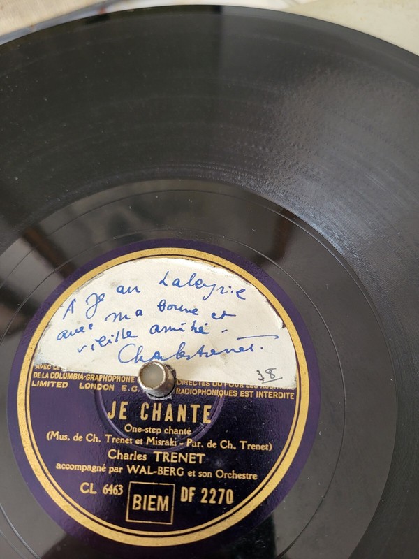 Charles Trenet - 78t Avec DÃ©Dicace (SignÃ© / Signature / Autographe)