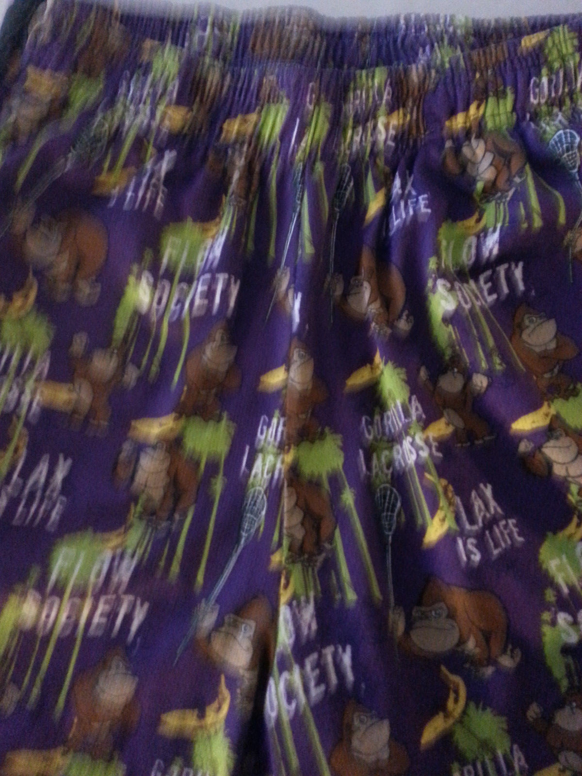 FLOW SOCIETY MENS Lacrosse LAX shorts MONKEYS MULTICOLOR LARGE EUC POLYESTER