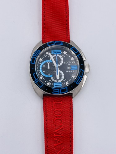 Pre-owned Locman Mare Titanium Watch 47mm 138akblr/690 Chrono Wr100m Discounted