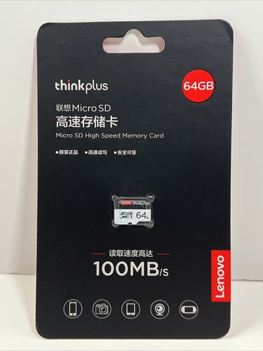 Lenovo 64GB MicroSD Card ThinkPlus 100MB/s New Sealed | eBay Lenovo 64GB MicroSD Card ThinkPlus 100MB/s New Sealed | eBay
