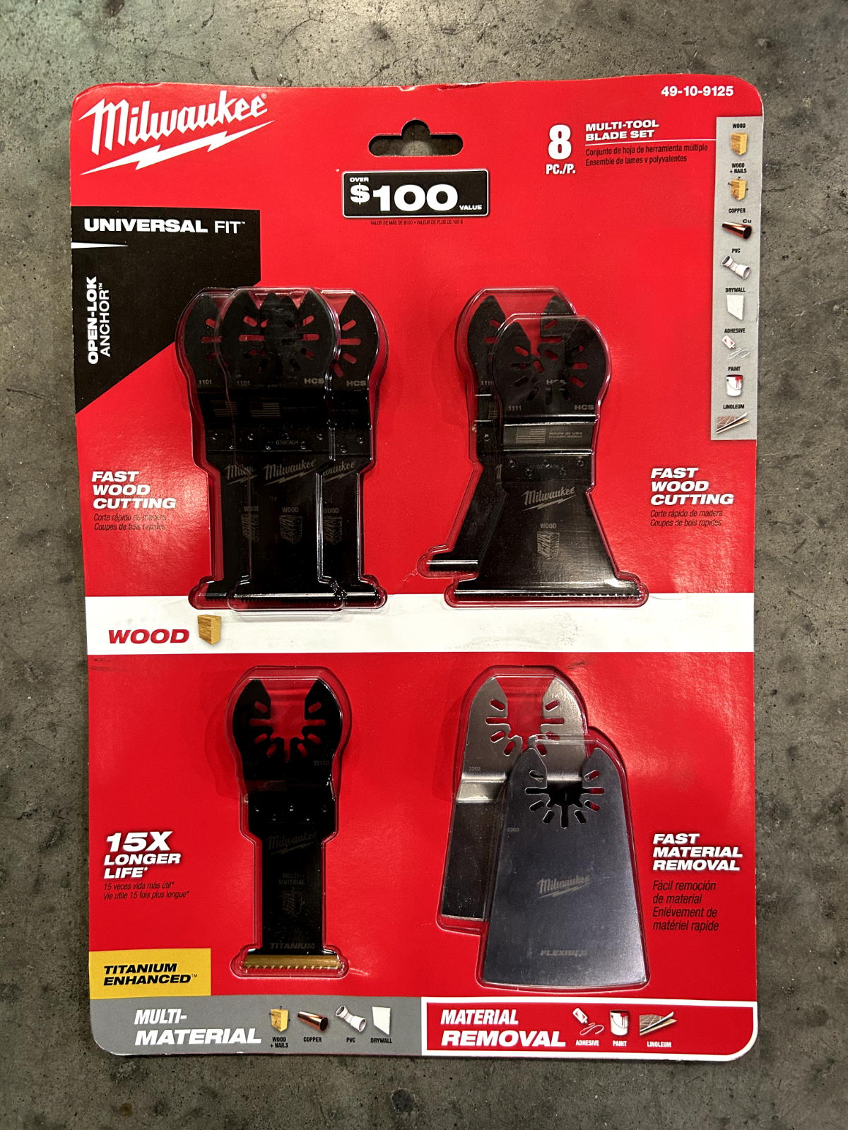 Milwaukee 49-10-9125 Multi-Tool Blades Set 8 Pcs