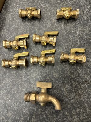 8 Vintage Valves, (7 are 1/4 ) One LUNKENHEIMER 3/8  NPT Brass Steam Valve