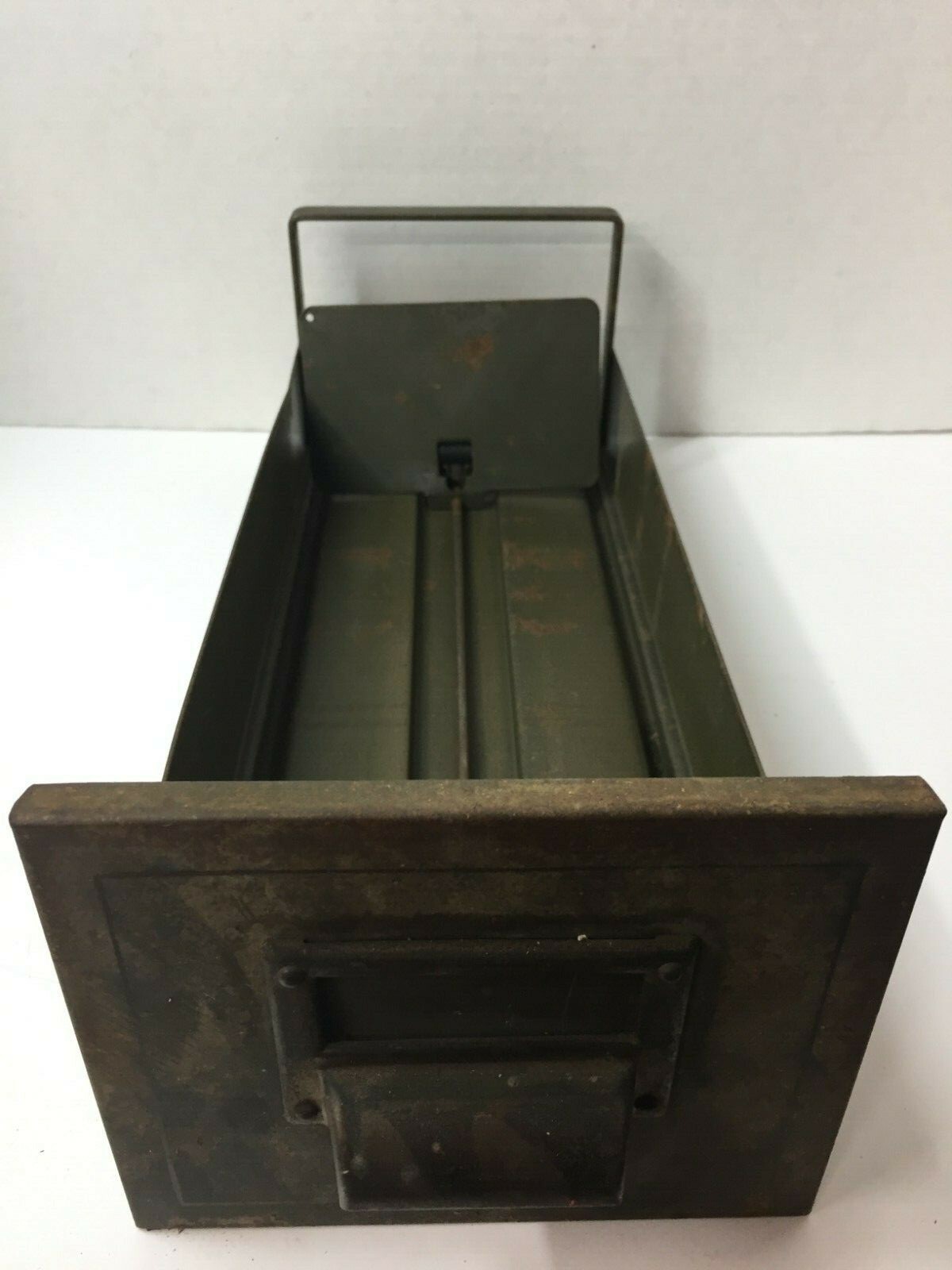 Lot of 3 Vintage Card Catalog Box Steel Green Industrial Metal Drawer Only