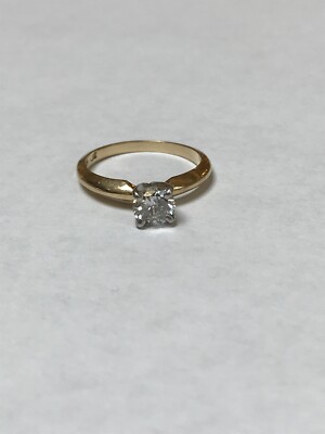 14K yellow Gold 071 Ct Round Natural Diamond Ring  Size:6.25