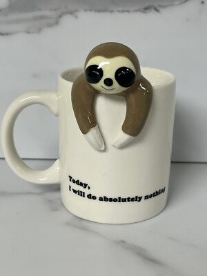 Decodyne Fun Sloth Coffee Cup Mug  Today I Will Do Absolutely Nothing  8 Oz.  3D