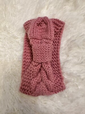 Wome's Crochet Ear Warmer Headband Soft Knit Turban Stretch Winter Pink