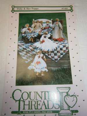 Polly & Her Puppy Craft Sewing Pattern 18'' Doll 20'' Square Quilt Angel Wings '89