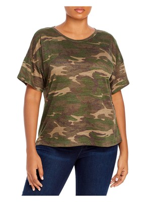

LNA CLOTHING Женская зеленая прозрачная футболка с короткими рукавами и круглым вырезом плюс, Зеленый