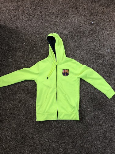 Fc Barcelona Soccer Zip Front Fleece Hoodie Sweatshirt Jacket Used Size Small